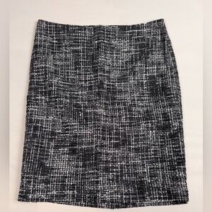 NWT Ann Taylor Pencil Skirt Black White Tweed Women’s 12 Retail $79